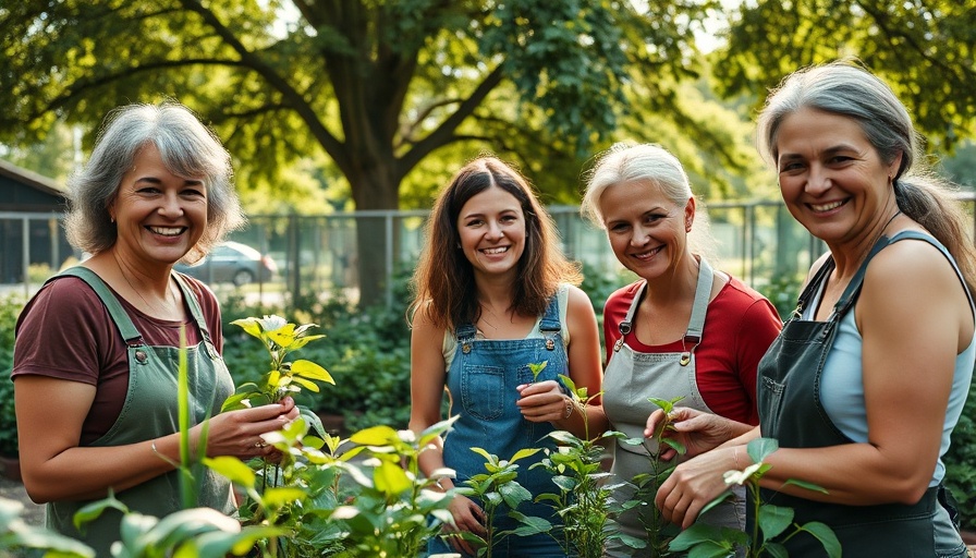 Community group exchanging plant seedlings, promoting growing fresh healthy food