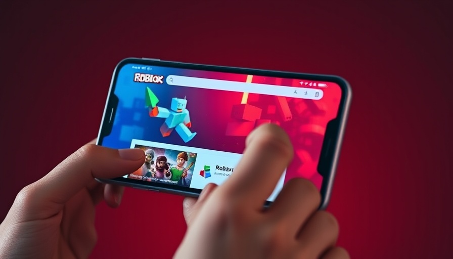 Smartphone showing Roblox interface, providing safety advice for parents.