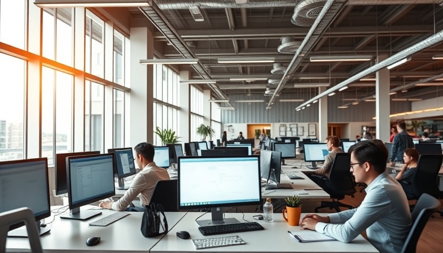 Modern open-plan office enhancing work-life balance, spacious and bright.