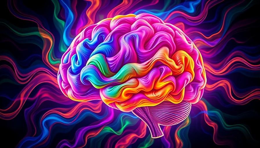 Psychedelic swirling brain pattern symbolizing ibogaine brain repair in multiple sclerosis.