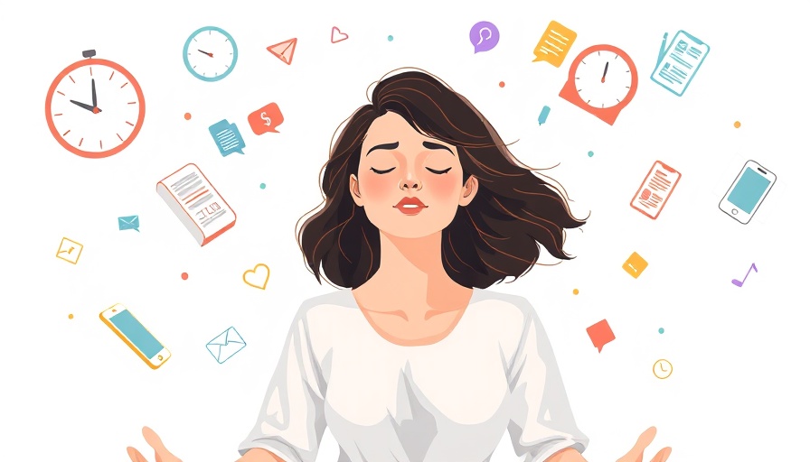 Illustration of woman meditating, emotional well-being in the workplace theme.