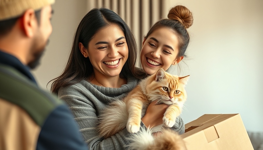 Smiling woman holding a cat during a pet insurance consultation.