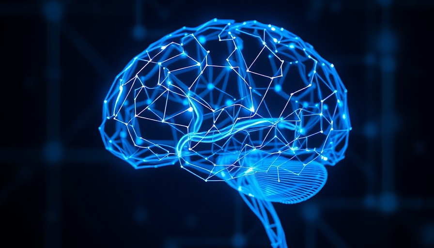 Futuristic brain model visualizing neural patterns linked to mental health symptoms.