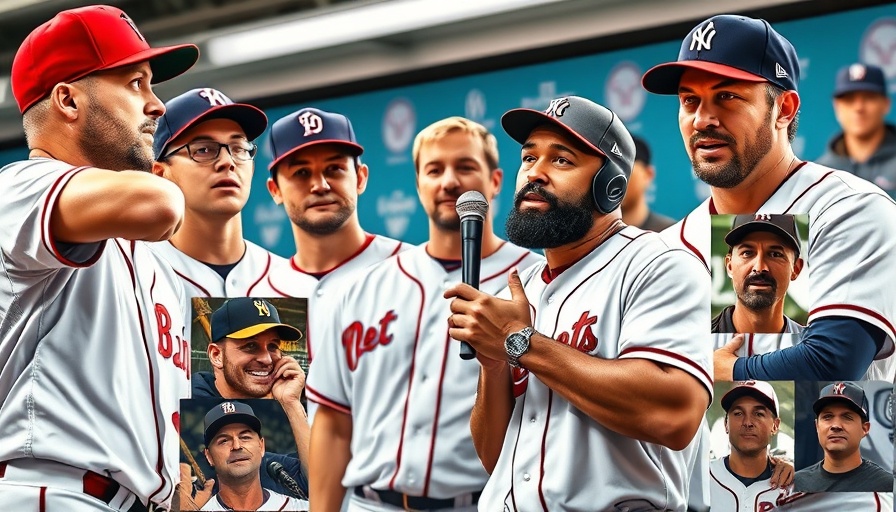 Yankees 2025 season preview collage featuring players and coach.