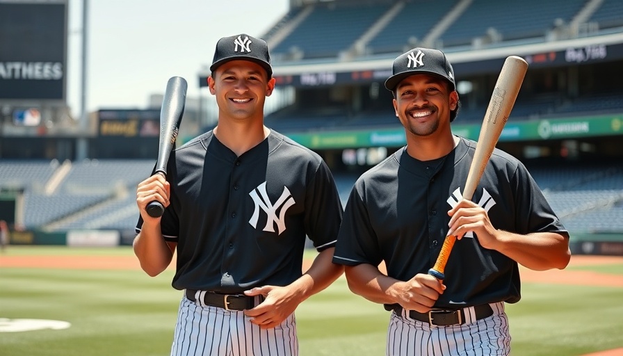 Yankees players in black shirts on baseball field, 2025.