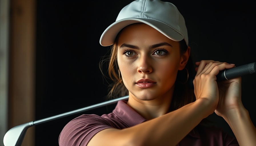 Young golfer concentrating indoors in a blue hoodie.