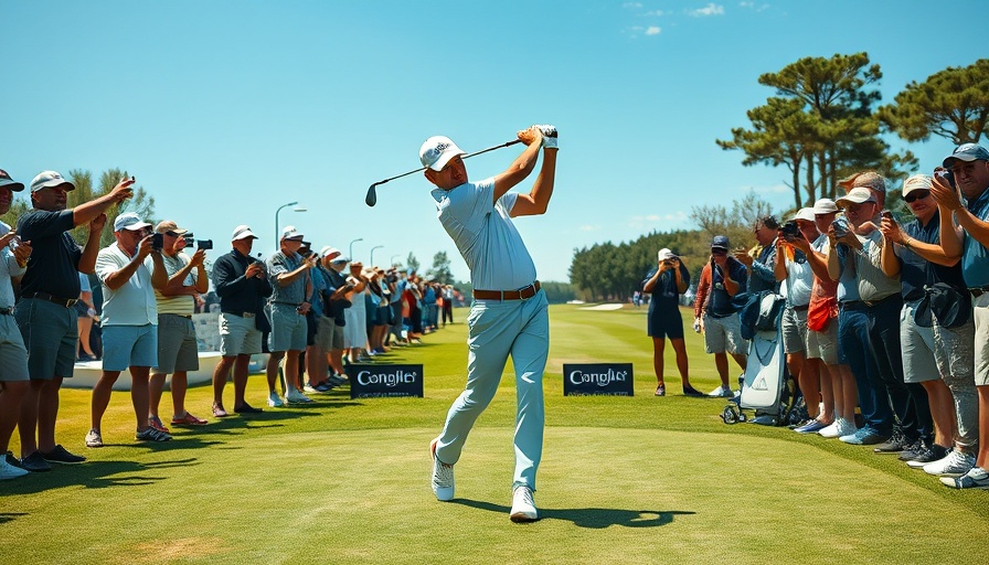 LIV Golf progress challenges depicted with golfer mid-swing.