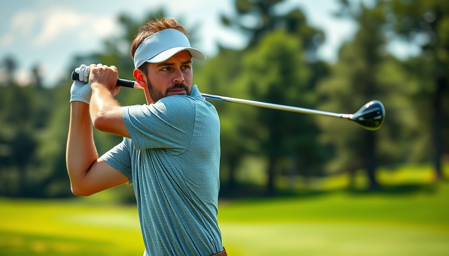 Golfer focusing intensely during swing at the 2025 Houston Open