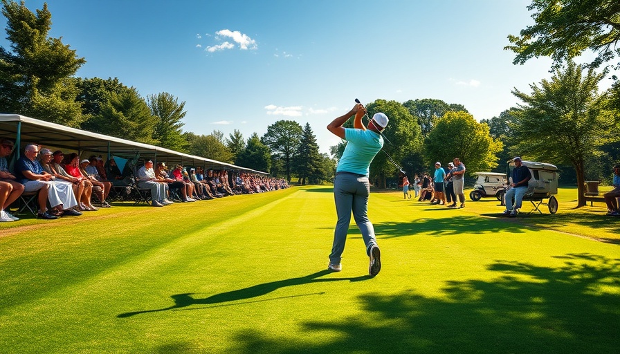 Golfer swinging at major tournament fairway, Masters ticket prices 2025.
