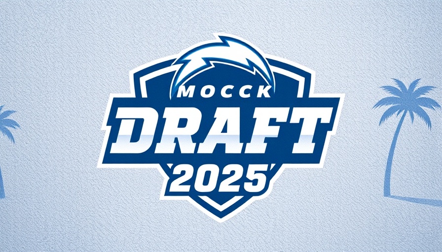 Chargers 2025 Mock Draft logo on textured background.