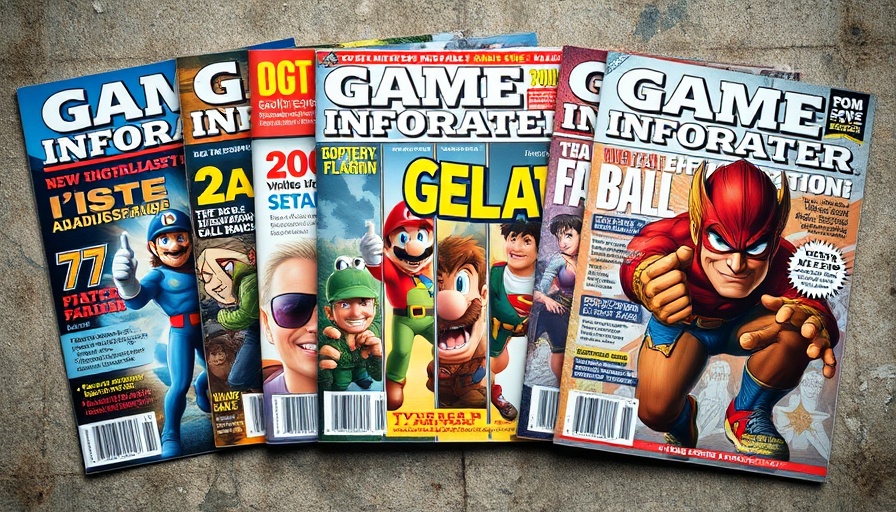 Vintage Game Informer magazine covers, nostalgia in vibrant graphics.