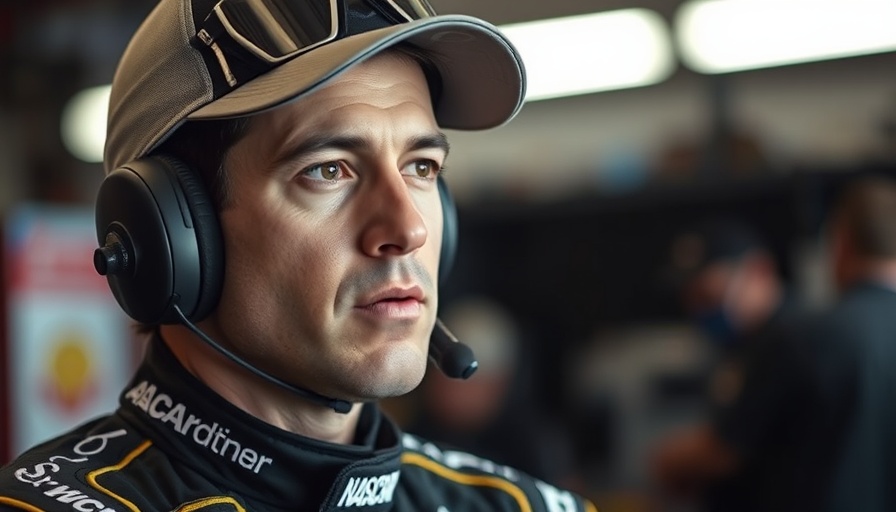 NASCAR driver focused in garage, Martinsville weekend preparation.