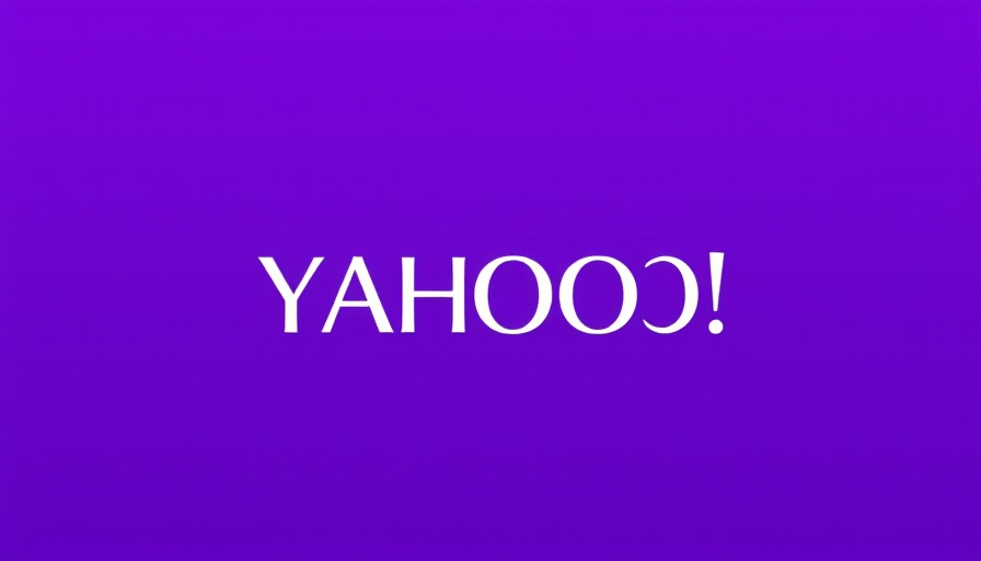 Purple Yahoo logo on a gradient background