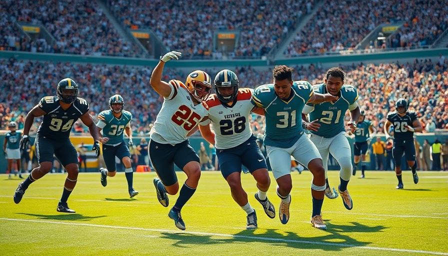 Football players in action during an intense game, Saquon Barkley Fantasy Football Cheat Code.