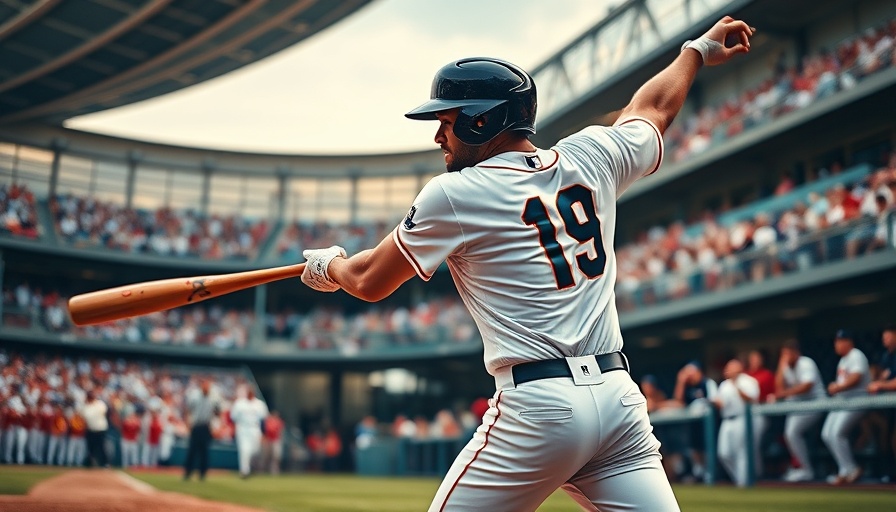 Yankees player swings bat with intense focus in lively stadium.