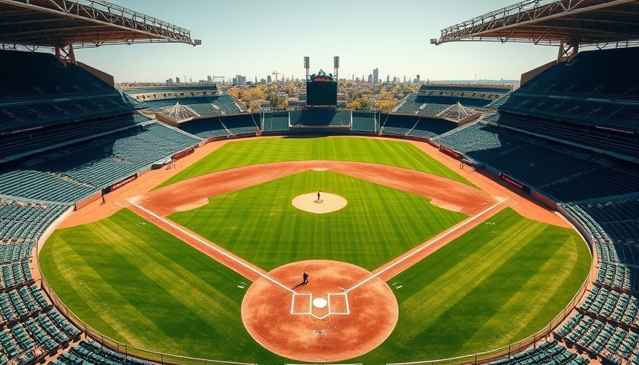 Aerial view of Sutter Health Park baseball field showing green grass and seating.