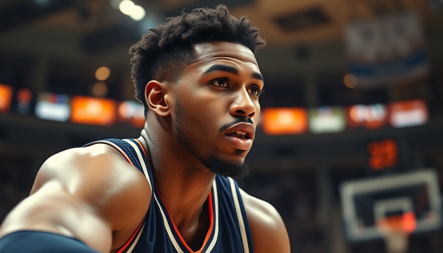 Basketball player focused during game, wearing black jersey.
