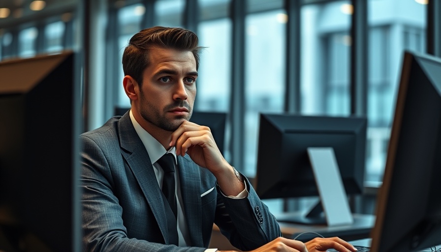 Contemplative businessman in office emphasizing mental health days