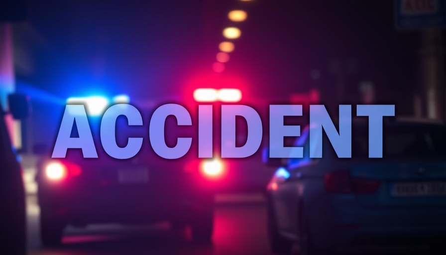 Emergency scene with 'ACCIDENT' text and flashing lights for golf cart safety awareness.