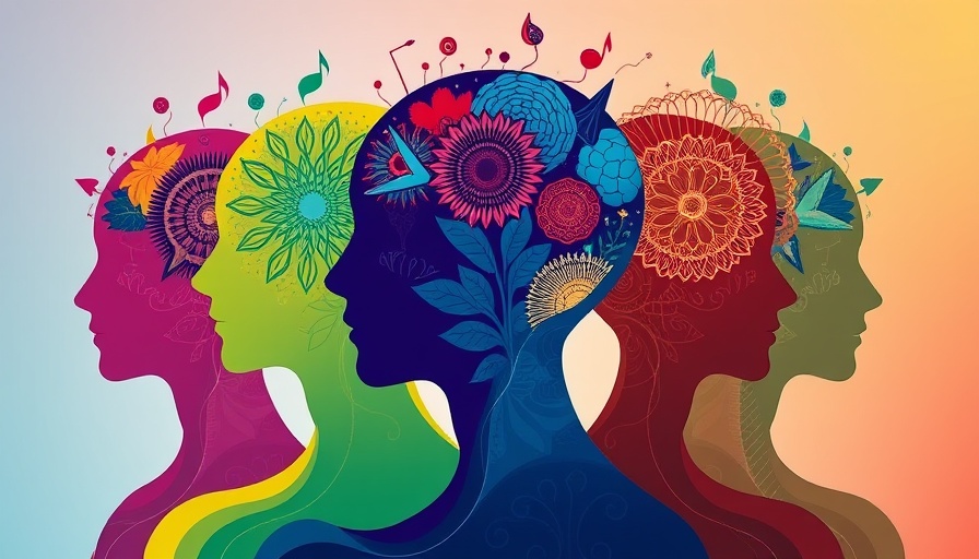Abstract mental health resources representation for probationers, diverse patterns in silhouettes