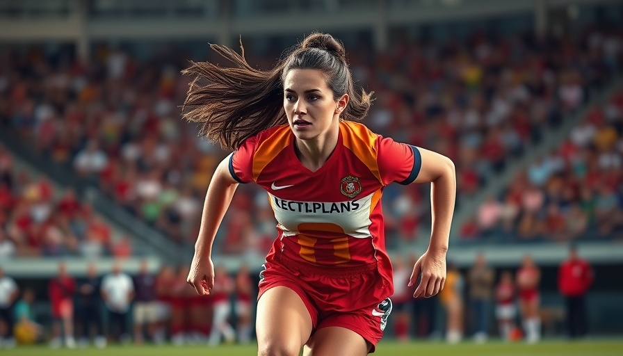 Female player in women's flag football league mid-game.