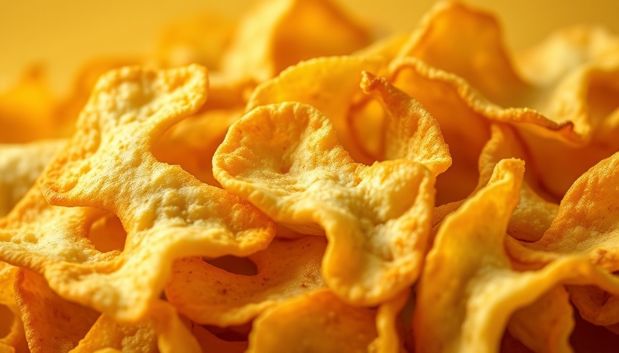 Close-up of crispy potato chips not ideal for healthy diet for the brain.