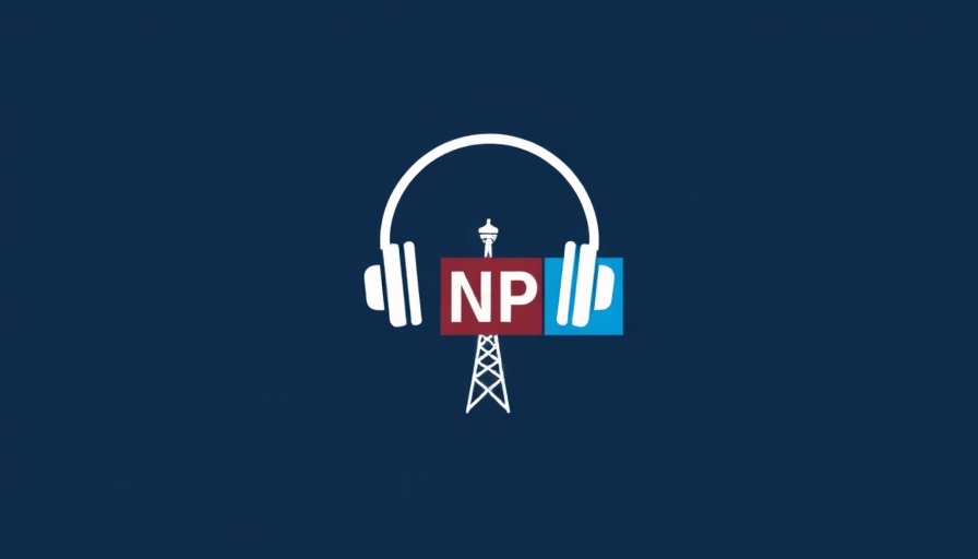 Minimalist NPR logo with headphones on dark blue