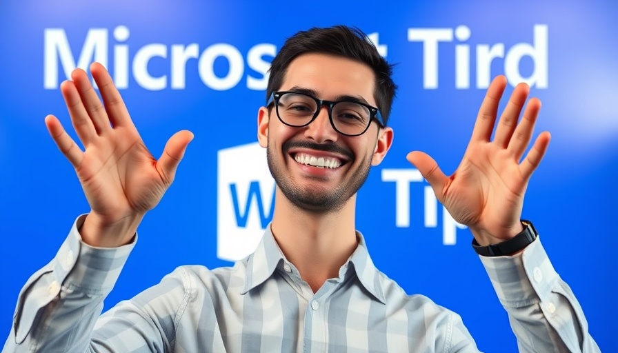 Smiling man presenting Microsoft Word productivity tips tutorial.