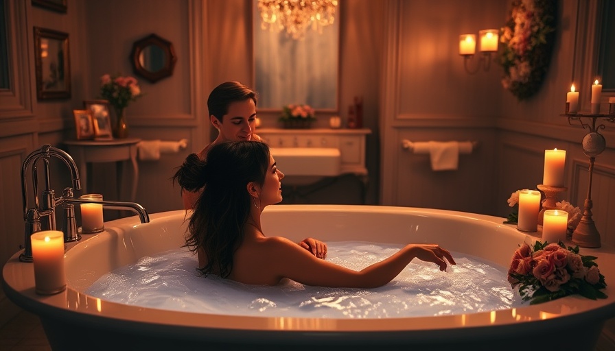 Jaquar wellness campaign: romantic couple in candlelit bathtub.