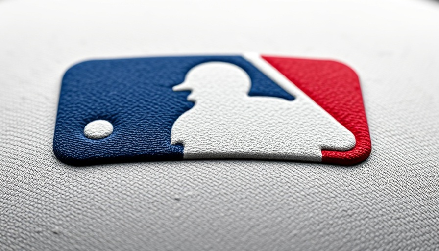 Close-up view of MLB logo with detailed texture.