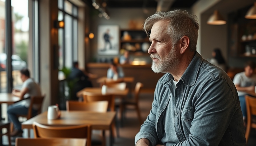 Middle-aged man in cafe discussing NFL Draft Green Bay 2025.