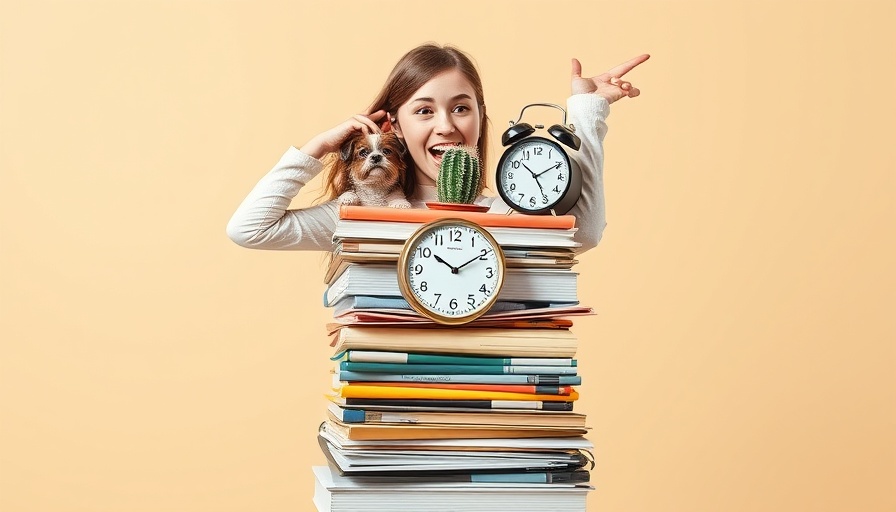 Surreal collage art of a woman with work-life elements.
