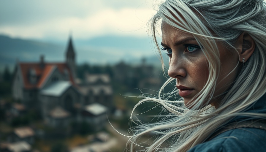 Character from The Witcher 4 with silver hair in a village setting.