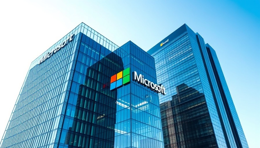 Modern corporate buildings with Microsoft logo, representing future of work managing AI agents.