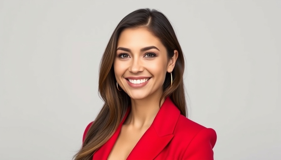 Smiling woman in red blazer emphasizes importance of work-life balance.