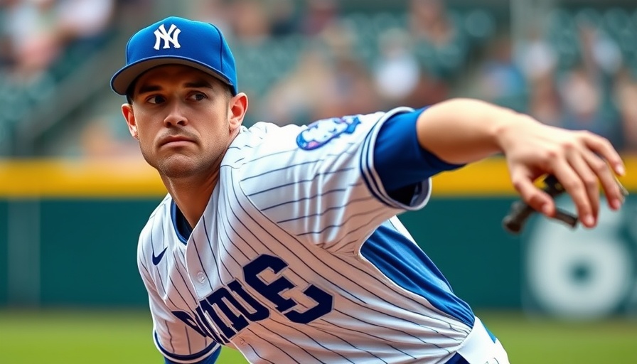 Focused pitcher in blue and white, mid-pitch, intense action.