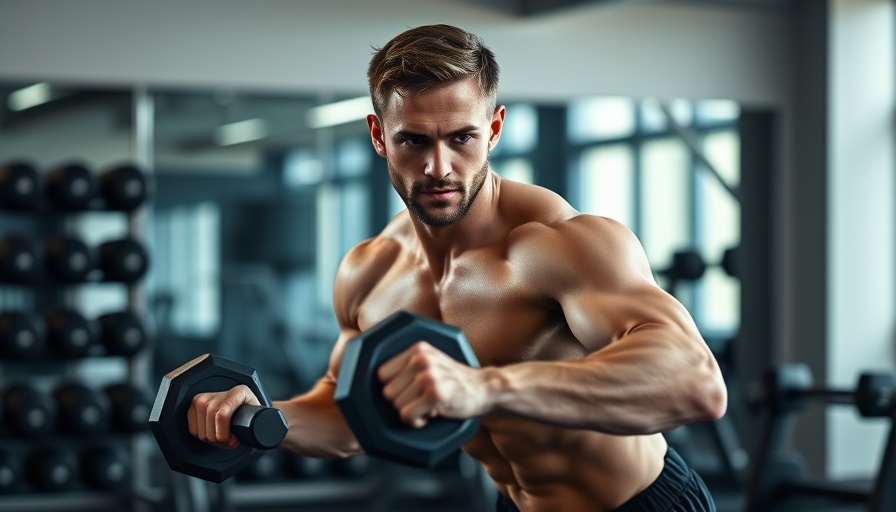 Man doing lunges with dumbbells in gym for longevity exercises.