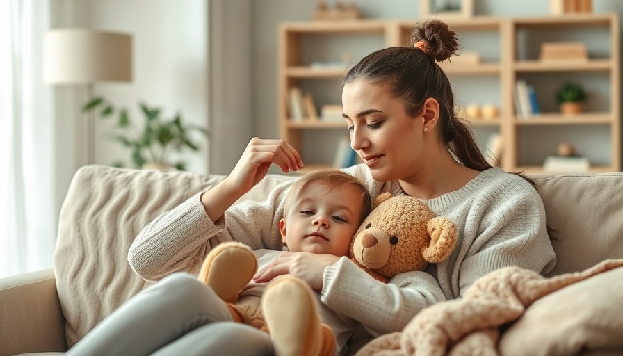 Mother caring for a child with childhood illness at home.