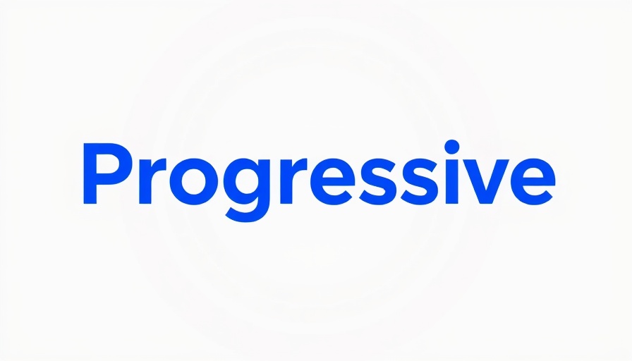 Progressive logo with blue gradient background.