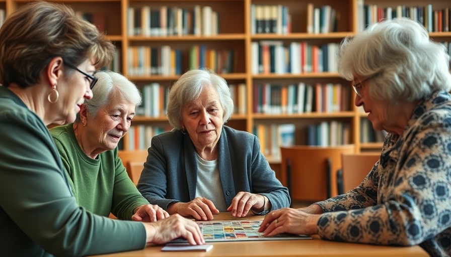 Library program activity with older women playing a board game.