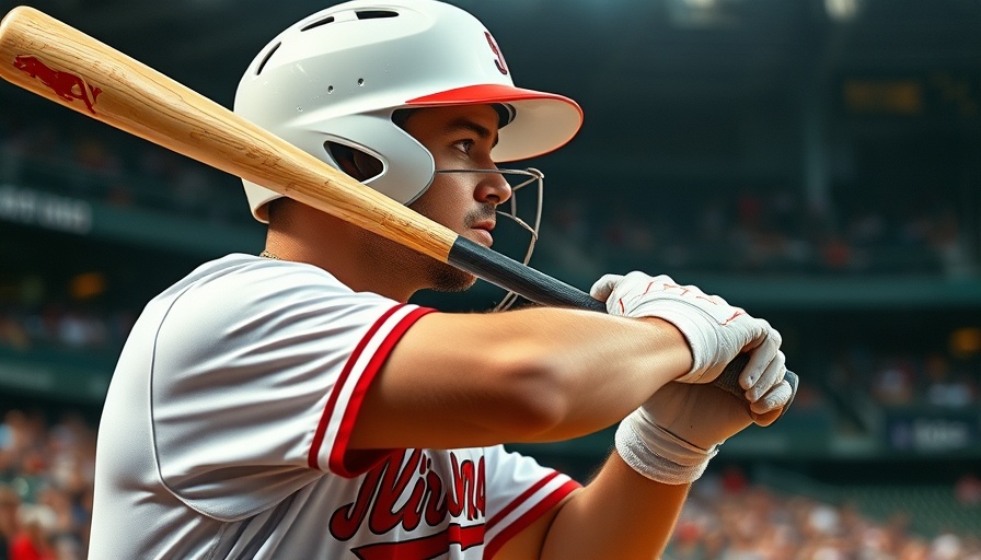 Baseball player ready to swing bat during game.