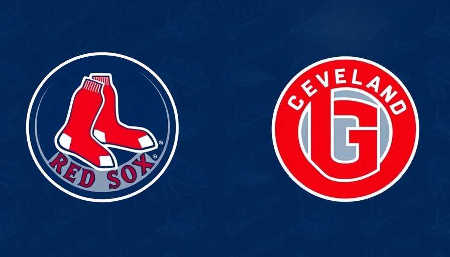 Boston Red Sox and Cleveland Guardians logos on blue background.