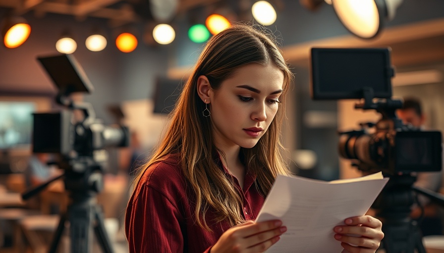 Young woman in film studio reflecting, linked to mental health crisis in the screen industry.