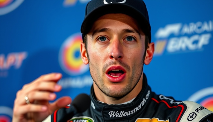 Race car driver at press conference discussing NASCAR All-Star Package Rejected.
