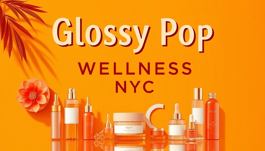 Glossy Pop Wellness NYC promotional poster with orange theme.