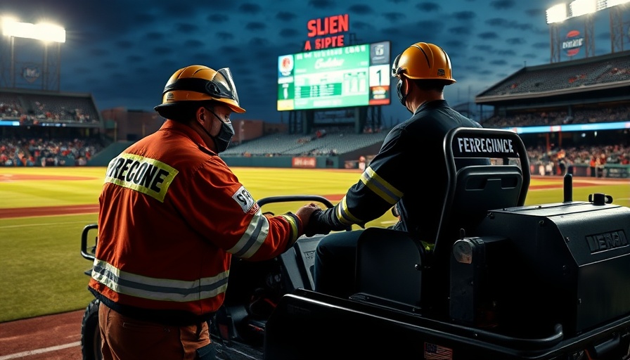 Emergency personnel assist at PNC Park during a baseball game.