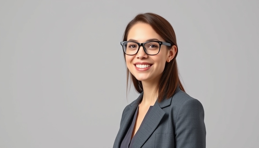 Confident professional woman smiling in a workplace setting.