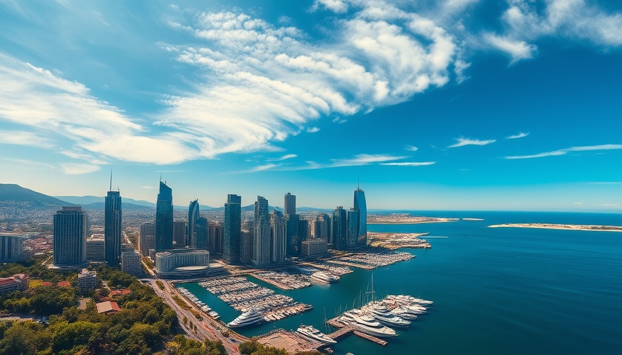 Aerial view of Tampa skyline with marina and skyscrapers