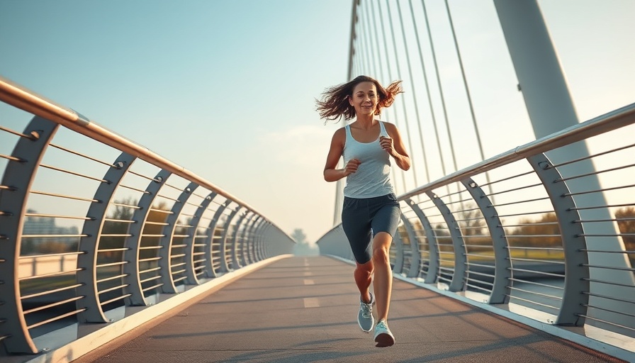 Woman jogging on a bridge highlighting the importance of exercise for heart health.