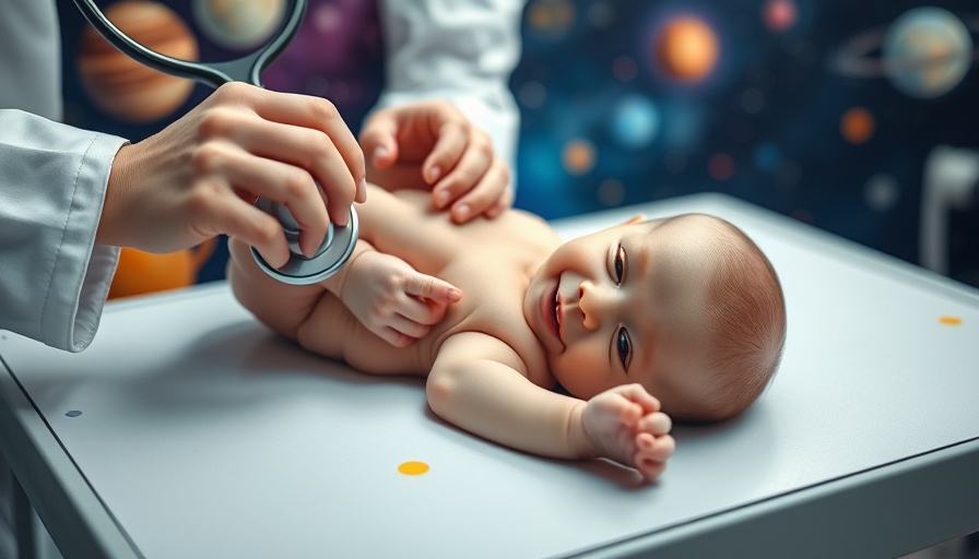 Infant exam highlights lab-created antibody research for respiratory illness prevention.